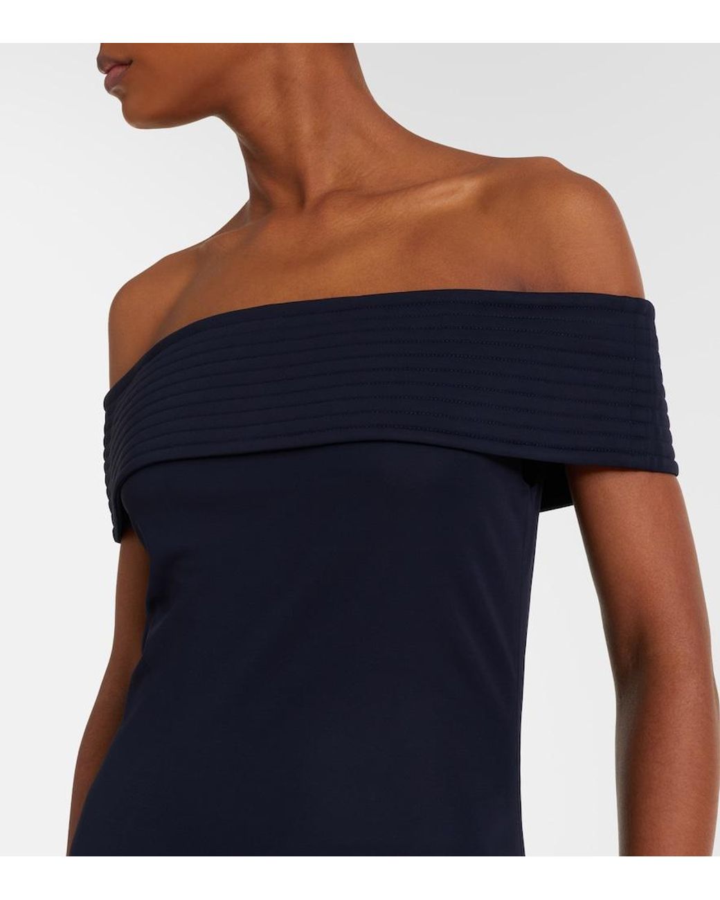 Alaïa Blue Off-Shoulder Jersey Maxi Dress