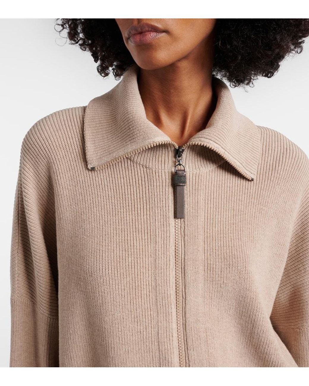 Brunello Cucinelli Natural Knitted Cotton Blouson Jacket
