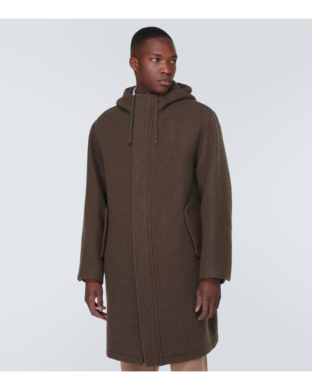 AURALEE Alpaca And Wool Coat in Brown for Men Lyst UK