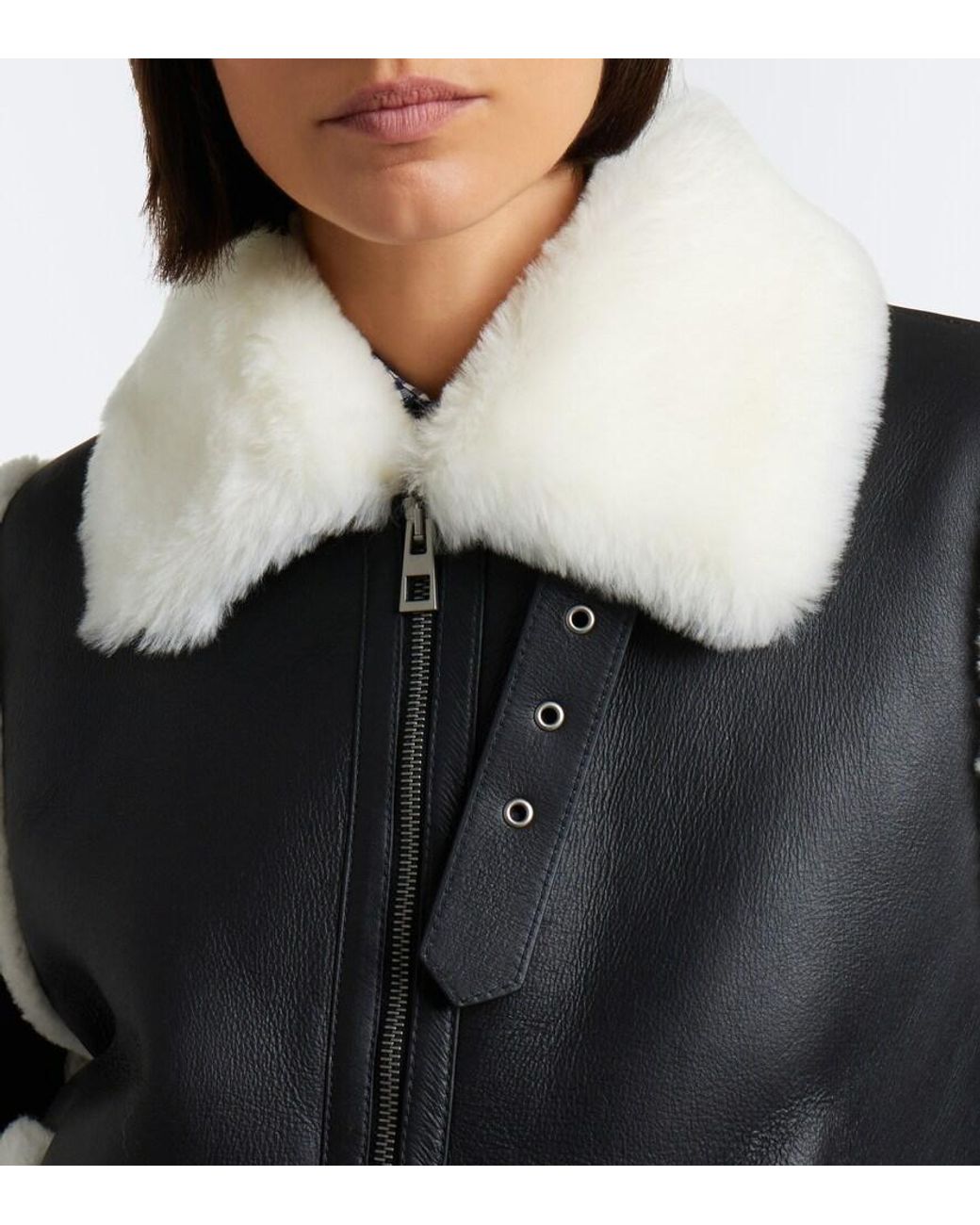 Loewe Black Shearling-Trimmed Leather Jacket