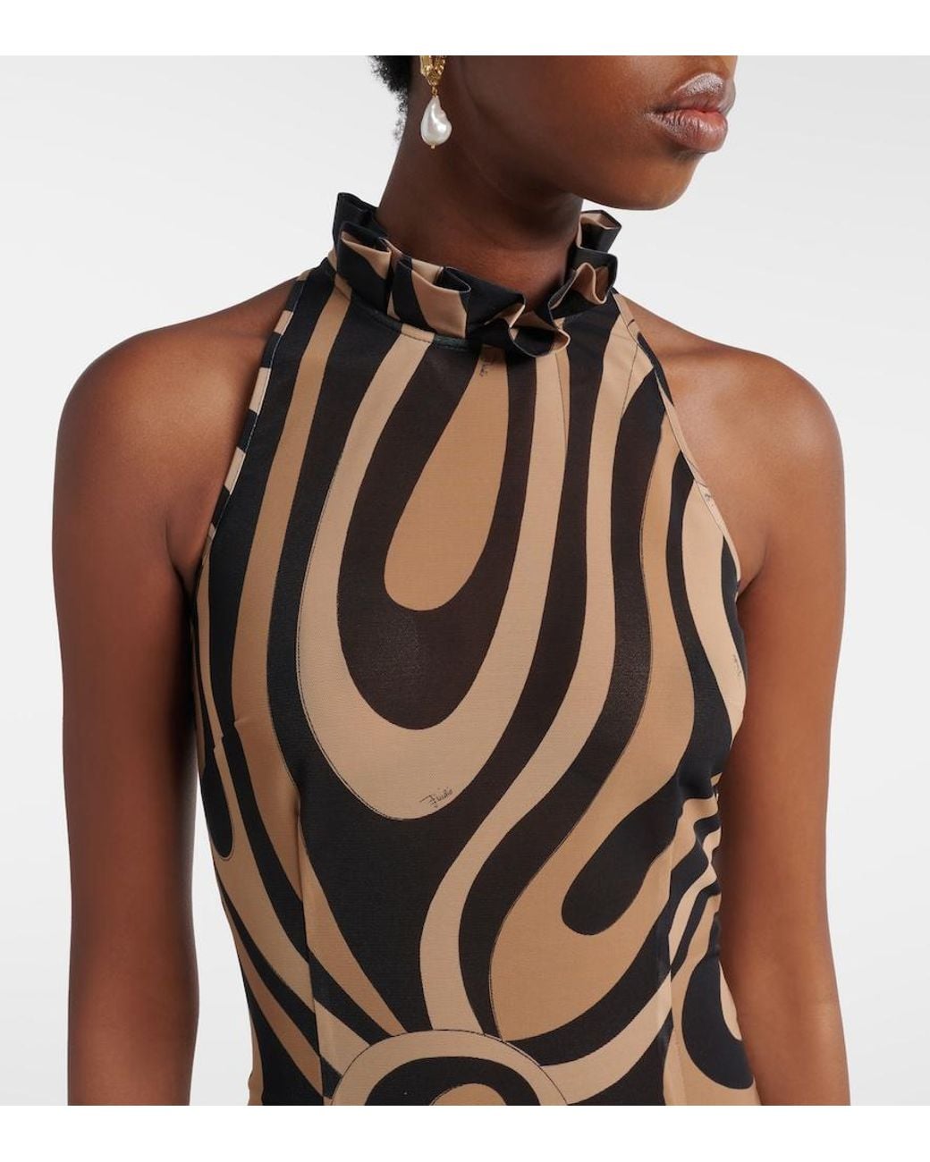 Emilio Pucci Natural Marmo Ruffled Minidress