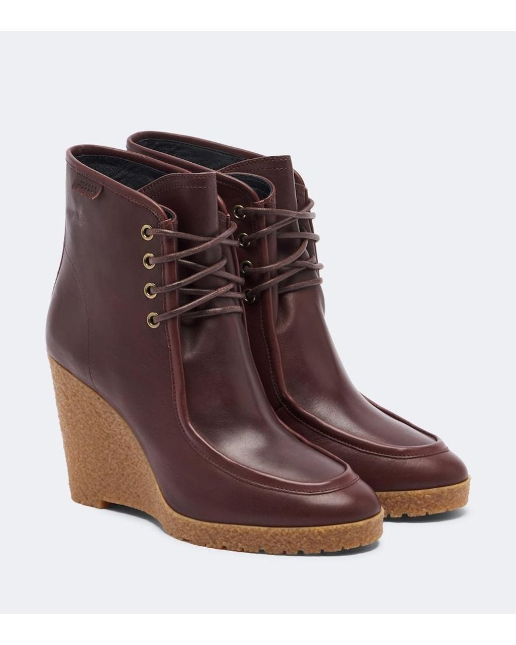 Isabel Marant Brown Cylia Leather Wedge Ankle Boots