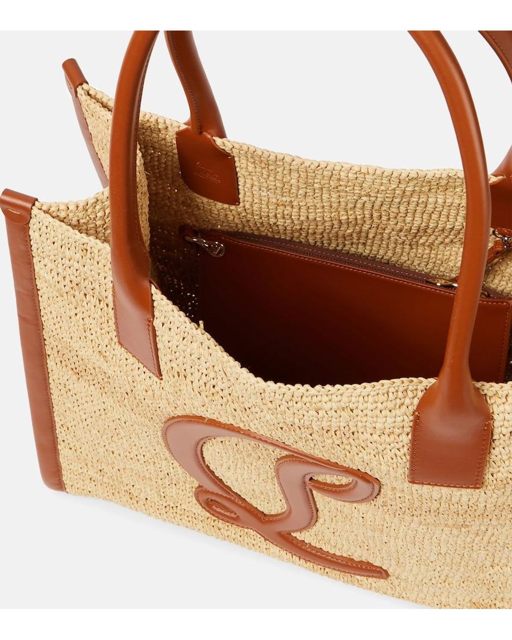 Christian Louboutin Brown By My Side E/W Large Raffia Tote Bag