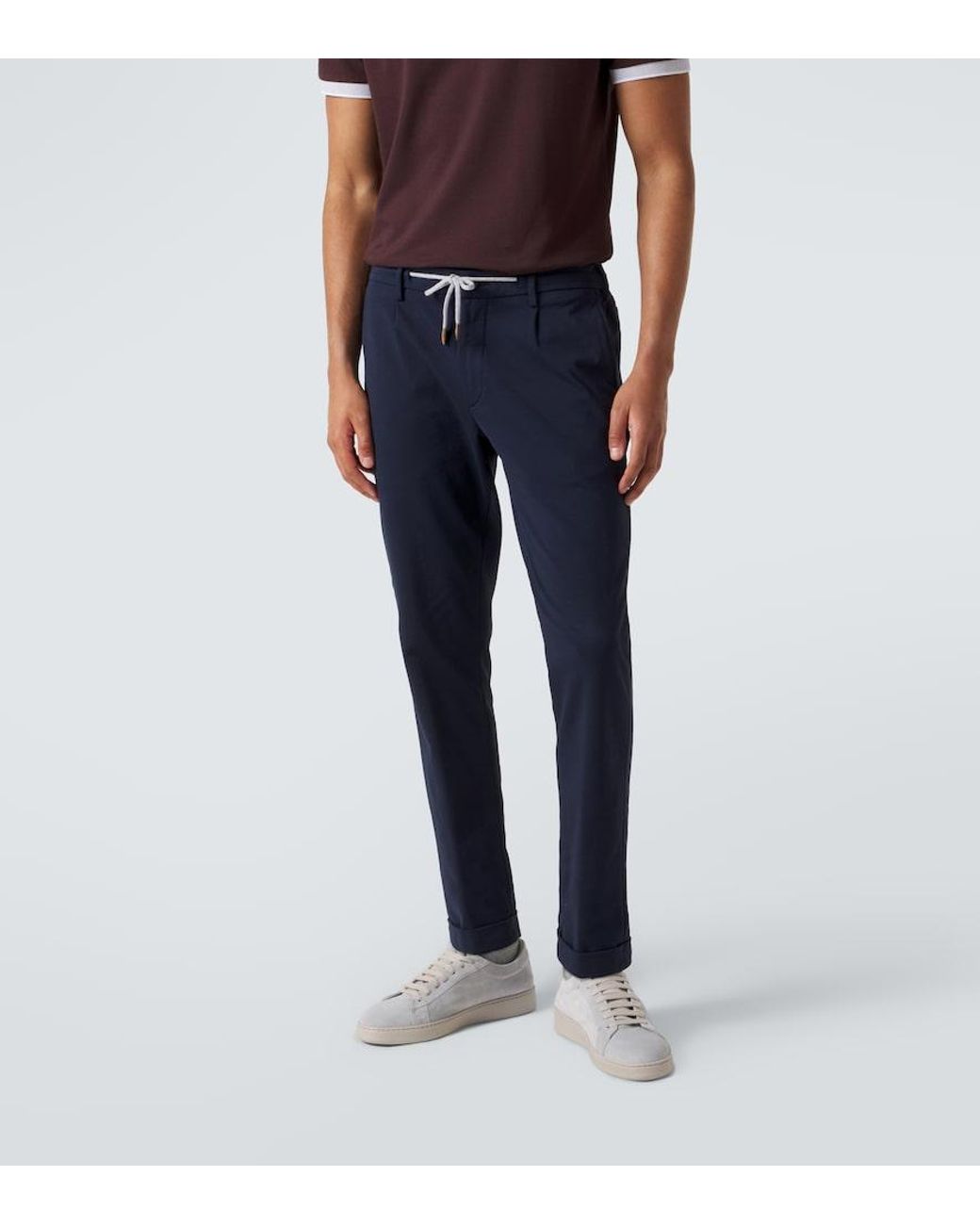 Eleventy Blue Cotton-Blend Slim Pants for men
