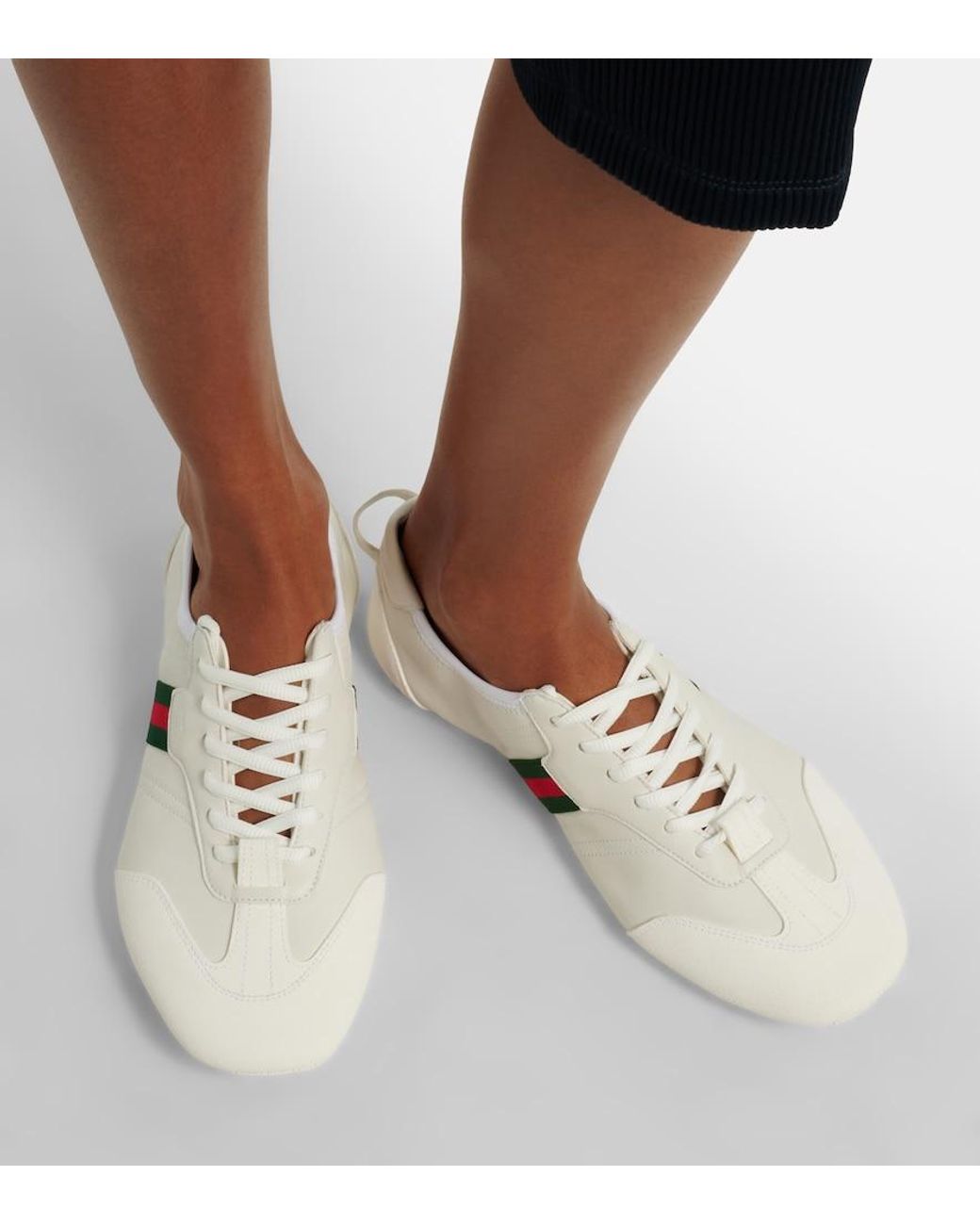 Gucci White Flex Suede And Leather Sneakers