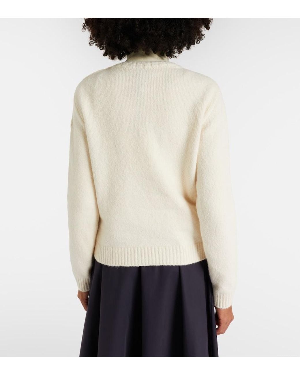 Moncler Natural Embroidered Logo Cotton-Blend Sweater