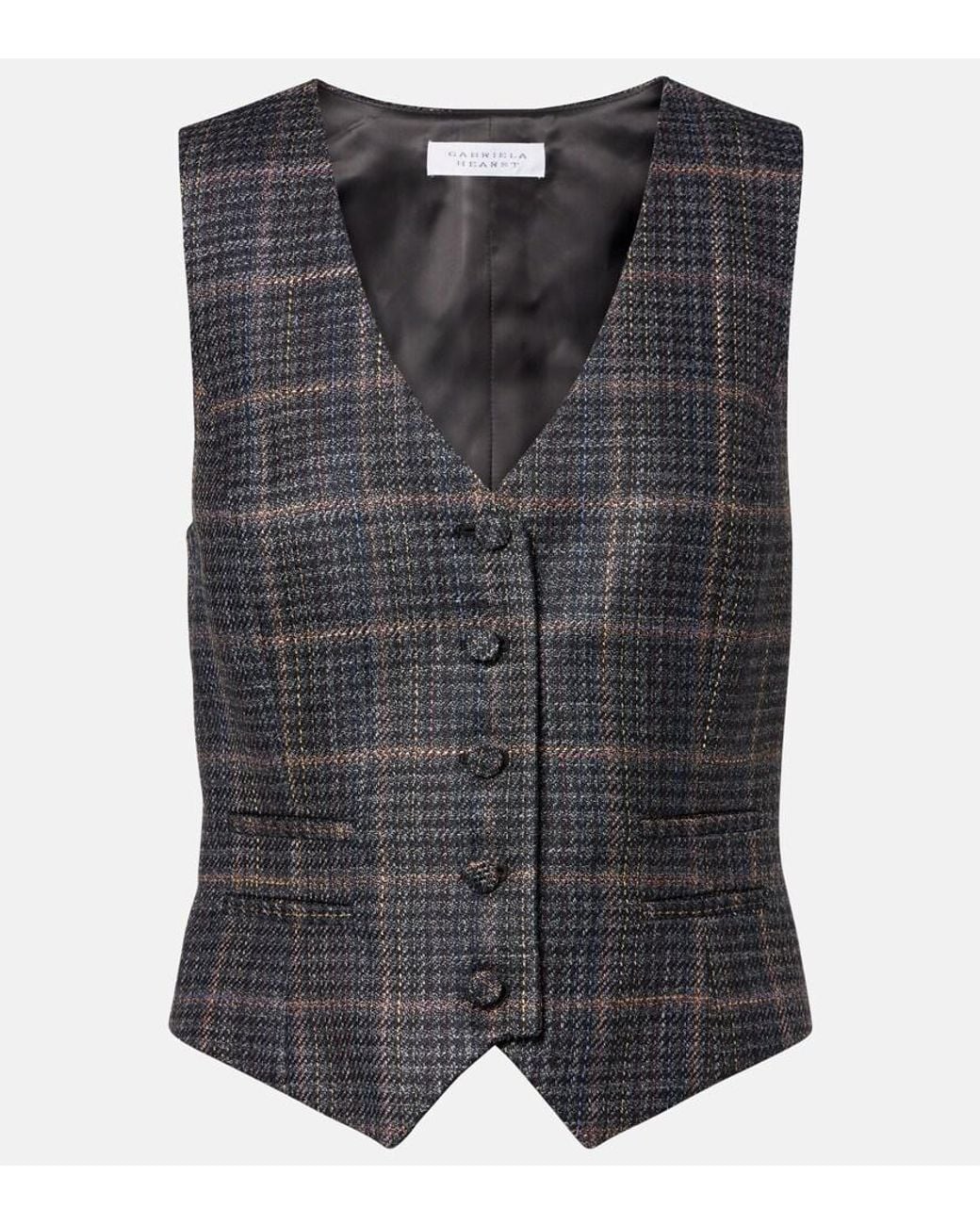 Gabriela Hearst Gray Coleridge Checked Wool And Silk Vest