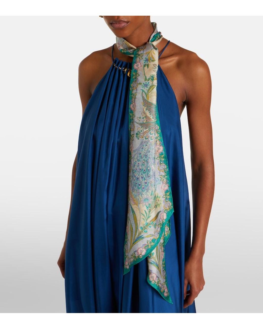 Zimmermann Blue Floral Silk Scarf