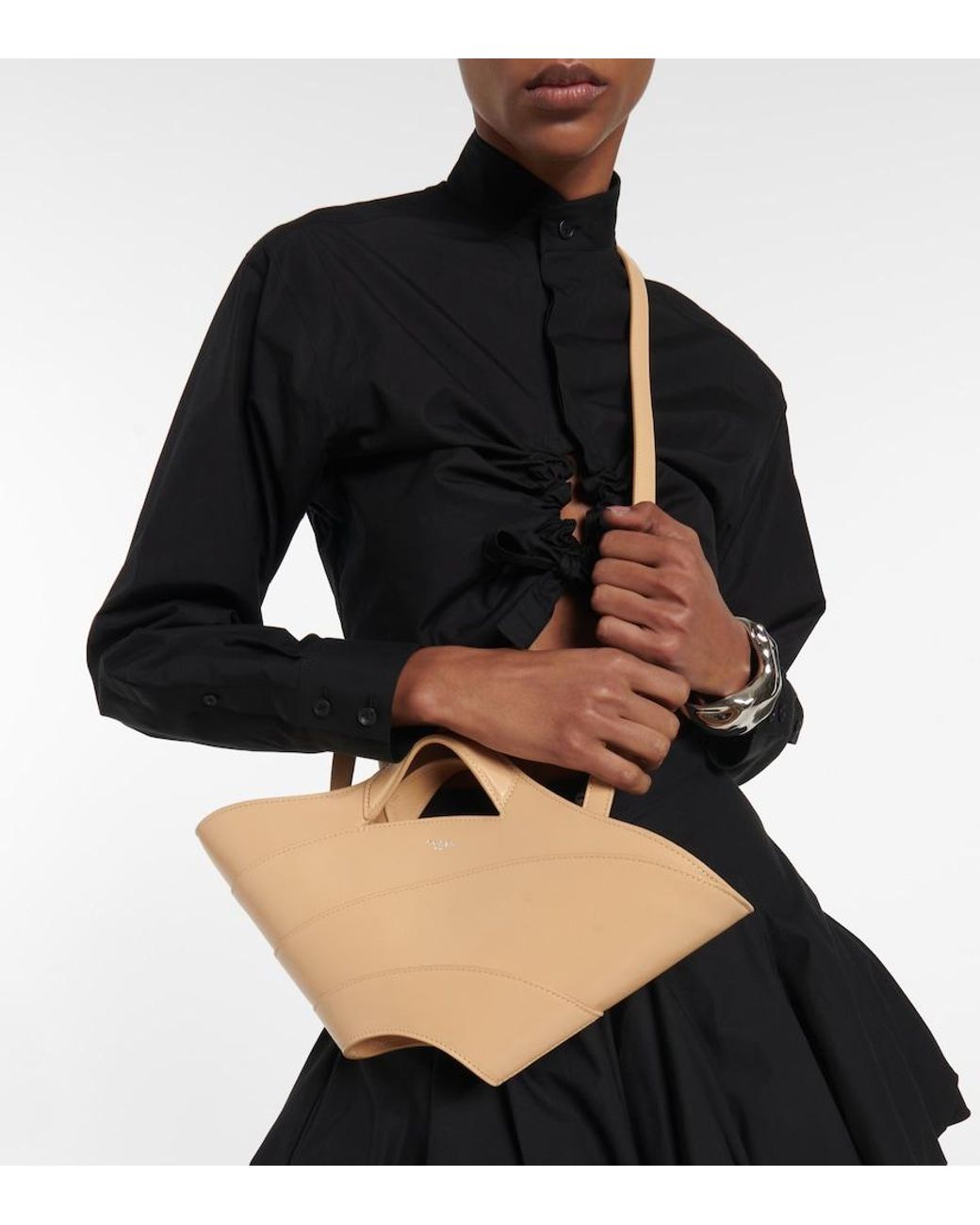 Alaïa Natural Khaima Small Leather Tote Bag