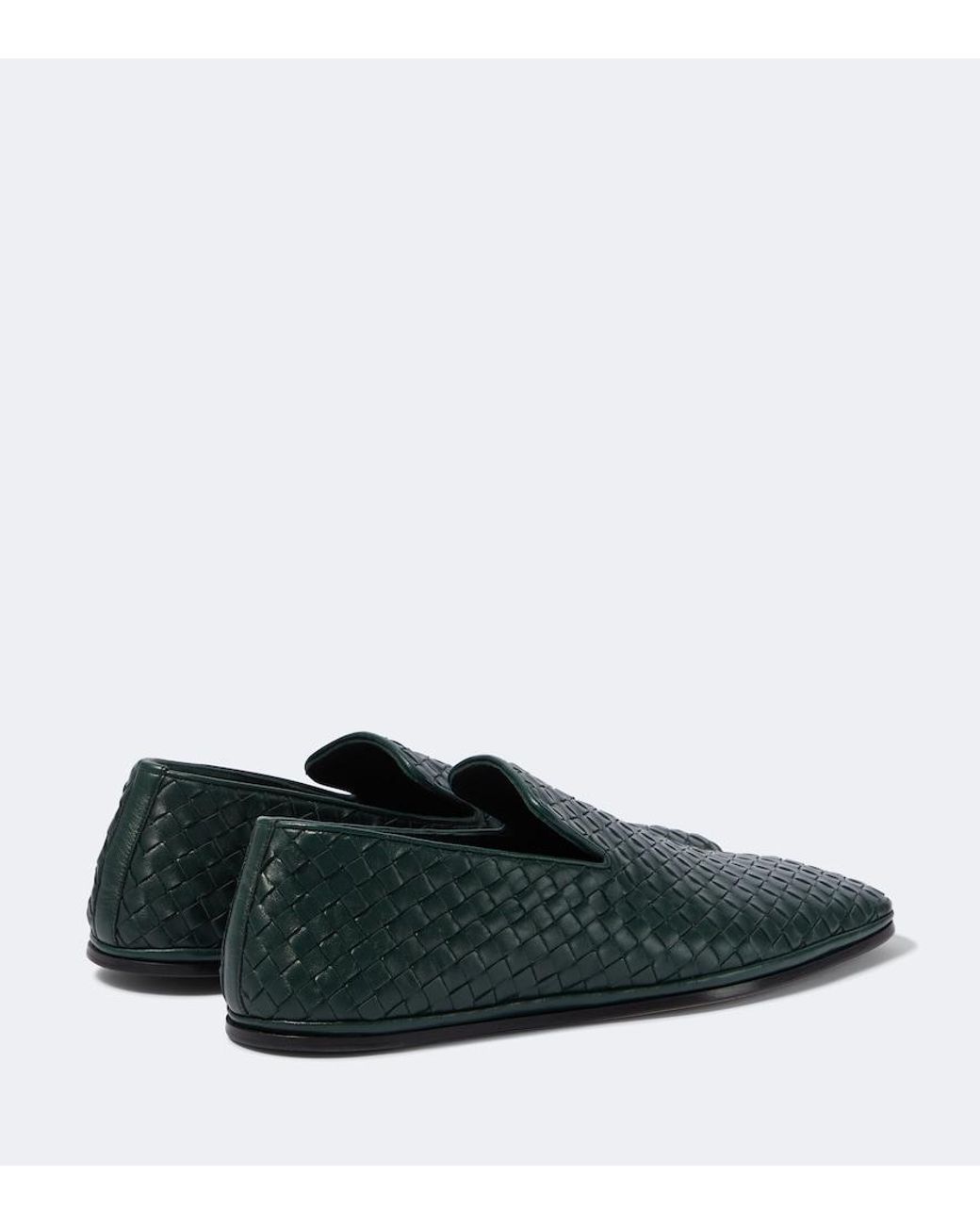 Bottega Veneta Green Palazzo Intrecciato Leather Loafers for men