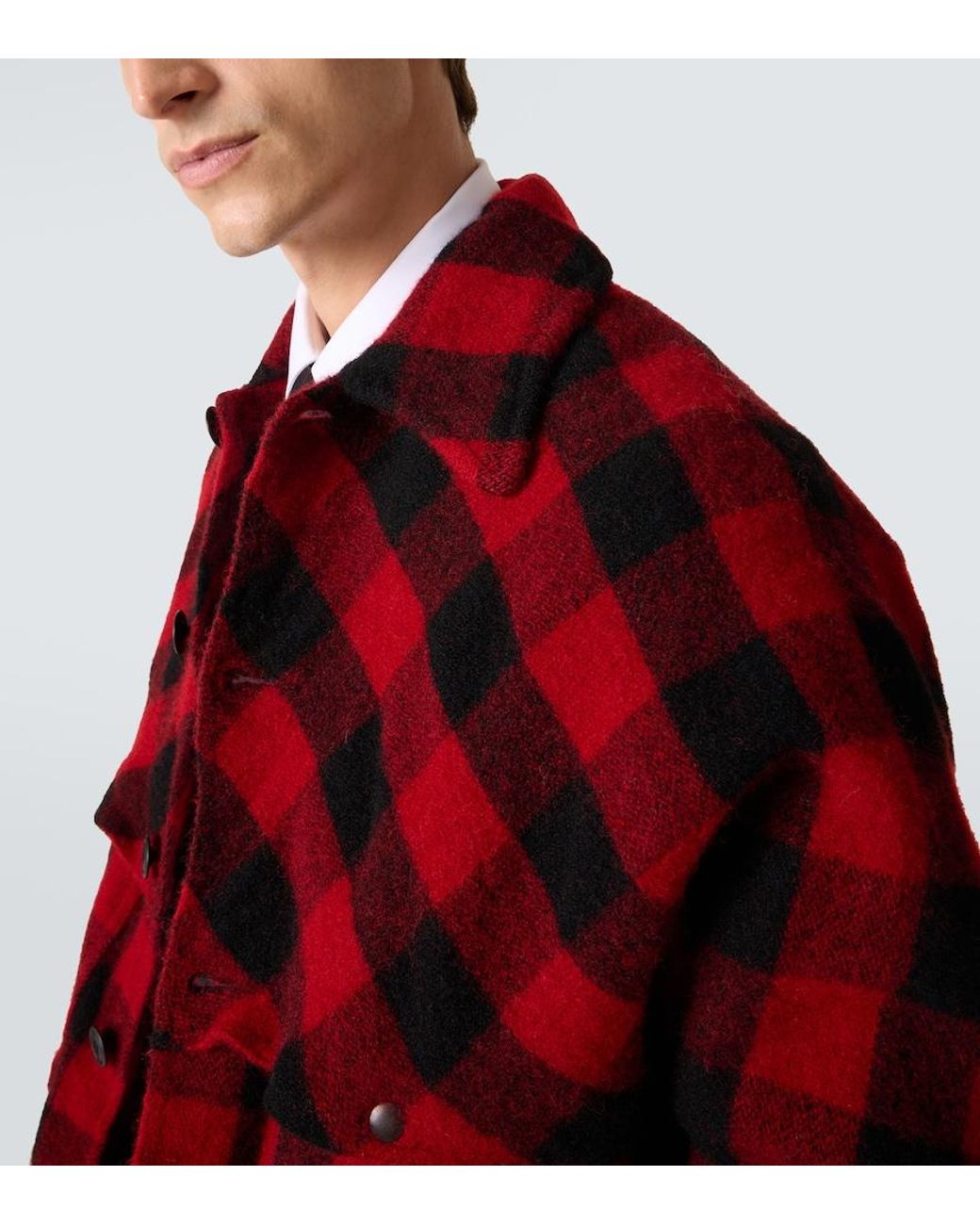 Junya Watanabe Red Checked Wool Jacket for men