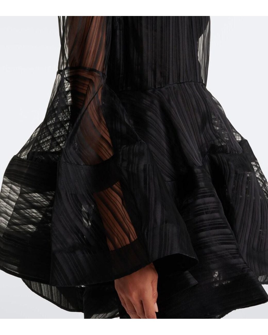 Zimmermann Black Valiant Lantern Silk Organza Minidress