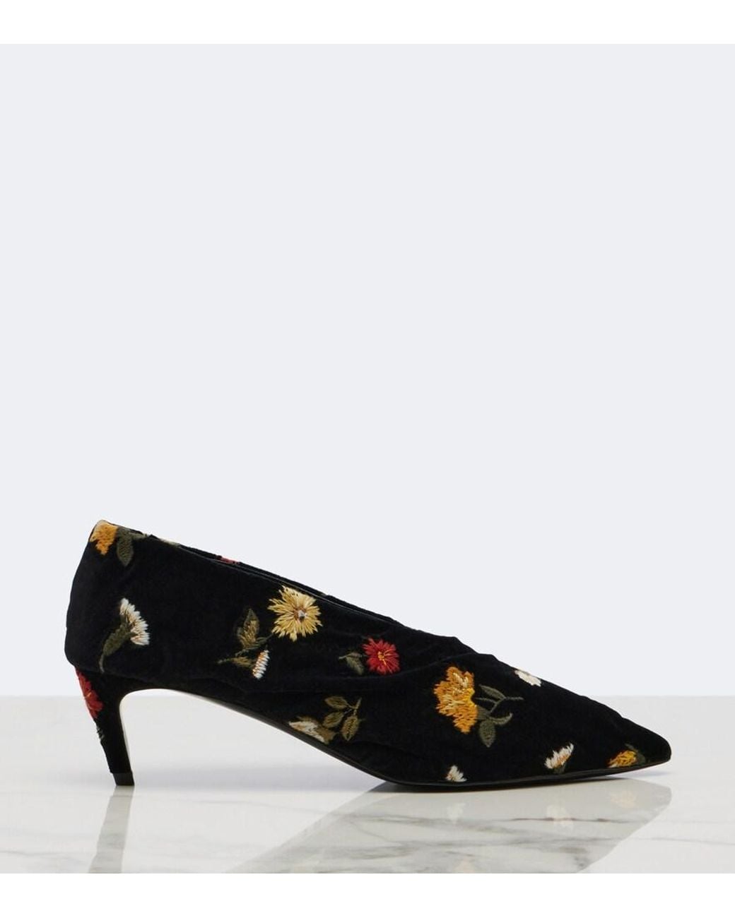 Khaite Black Miriam Embroidered Velvet Pumps