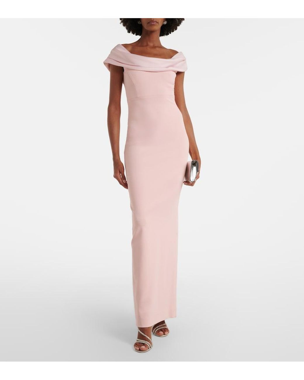 Solace London Pink Adele Satin-Trimmed Gown