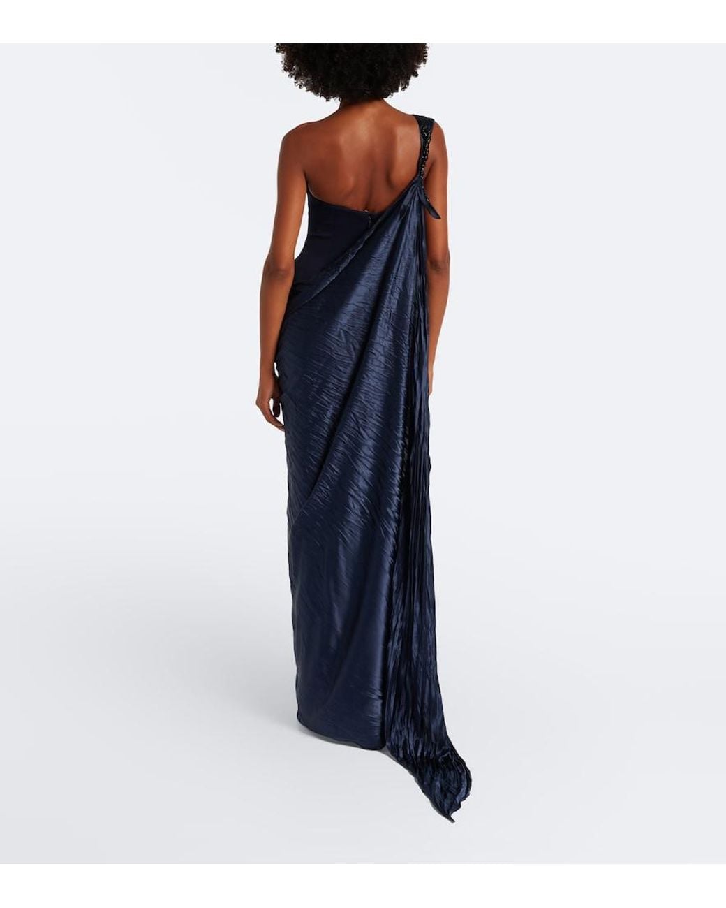 Marmar Halim Blue Embellished Bustier Gown And Cape Set