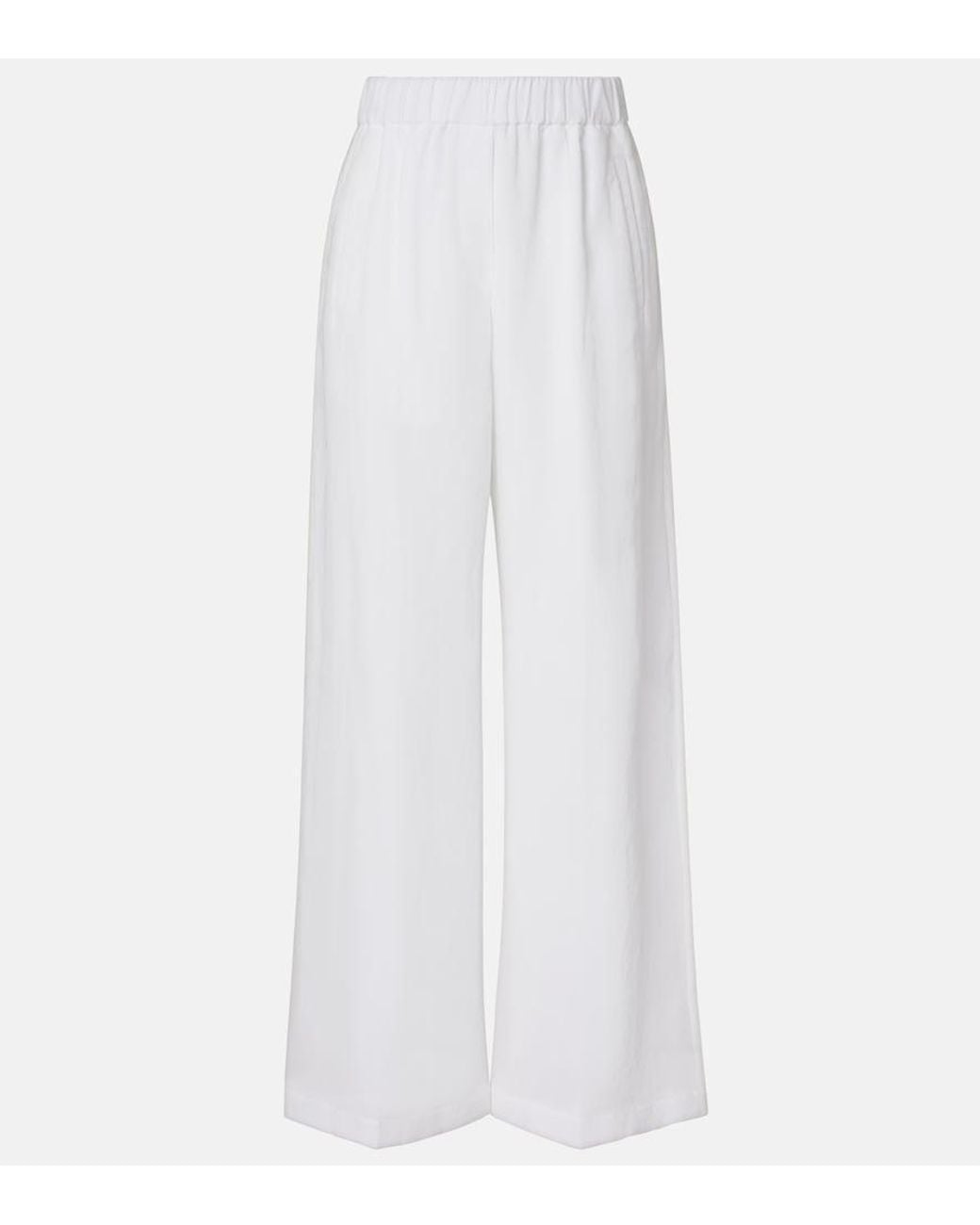 Brunello Cucinelli White Cotton Wide-Leg Pants