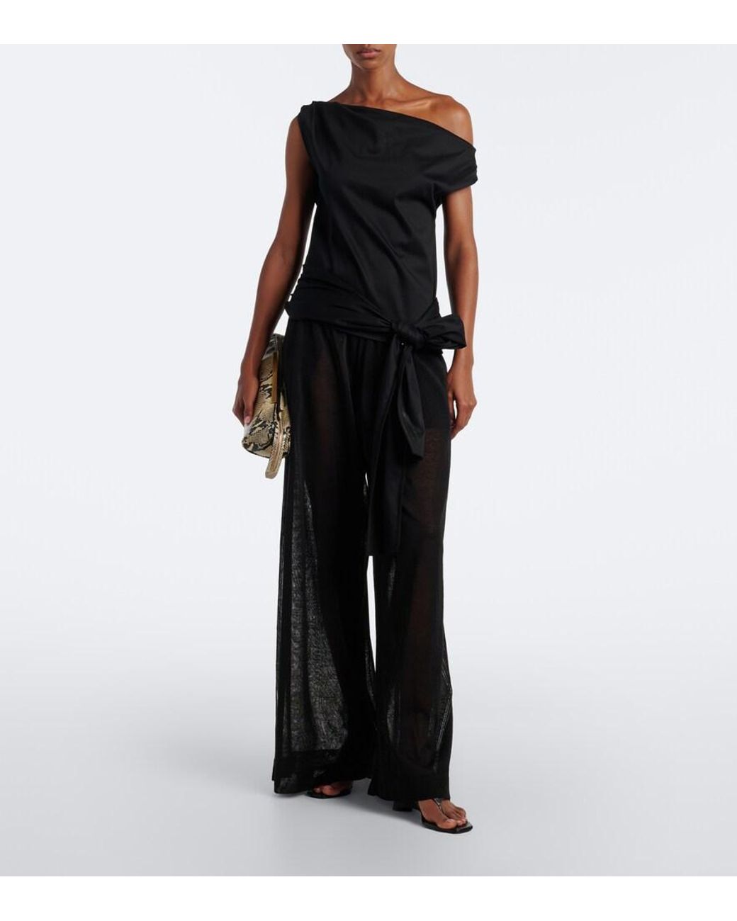 Proenza Schouler Black Zafira Asymmetric Cotton Jersey Top