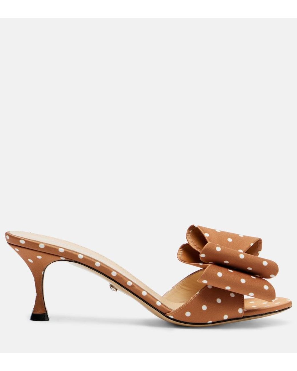 Mach & Mach Brown Le Cadeau 65 Polka-Dot Satin Mules
