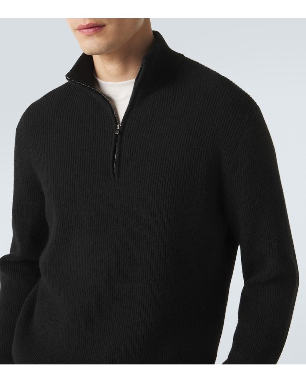 Agnona Blue Cashmere Half-Zip Sweater for men