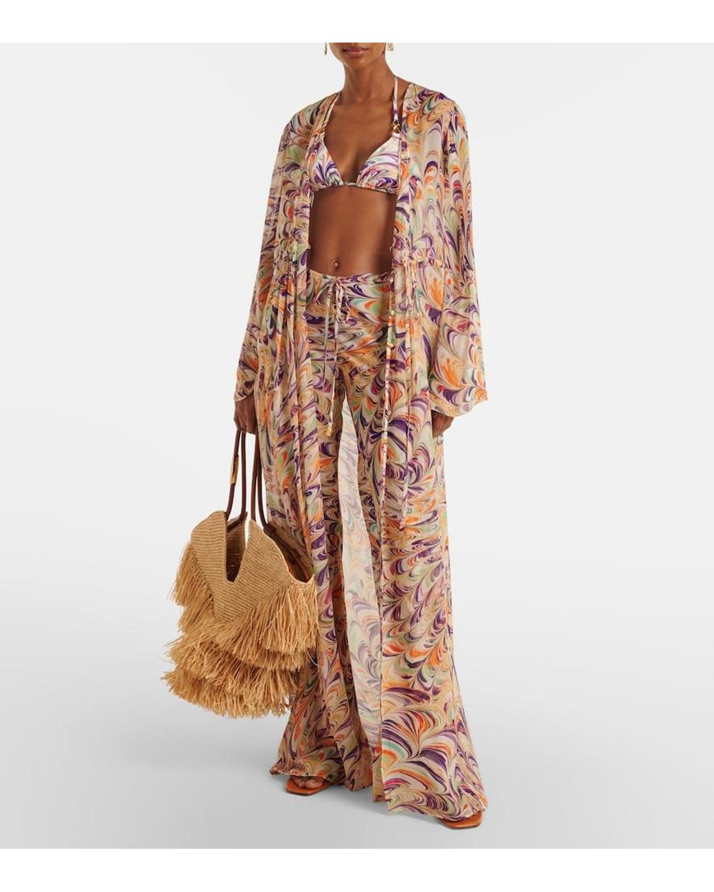 Alexandra Miro Multicolor Chloe Printed Georgette Kaftan