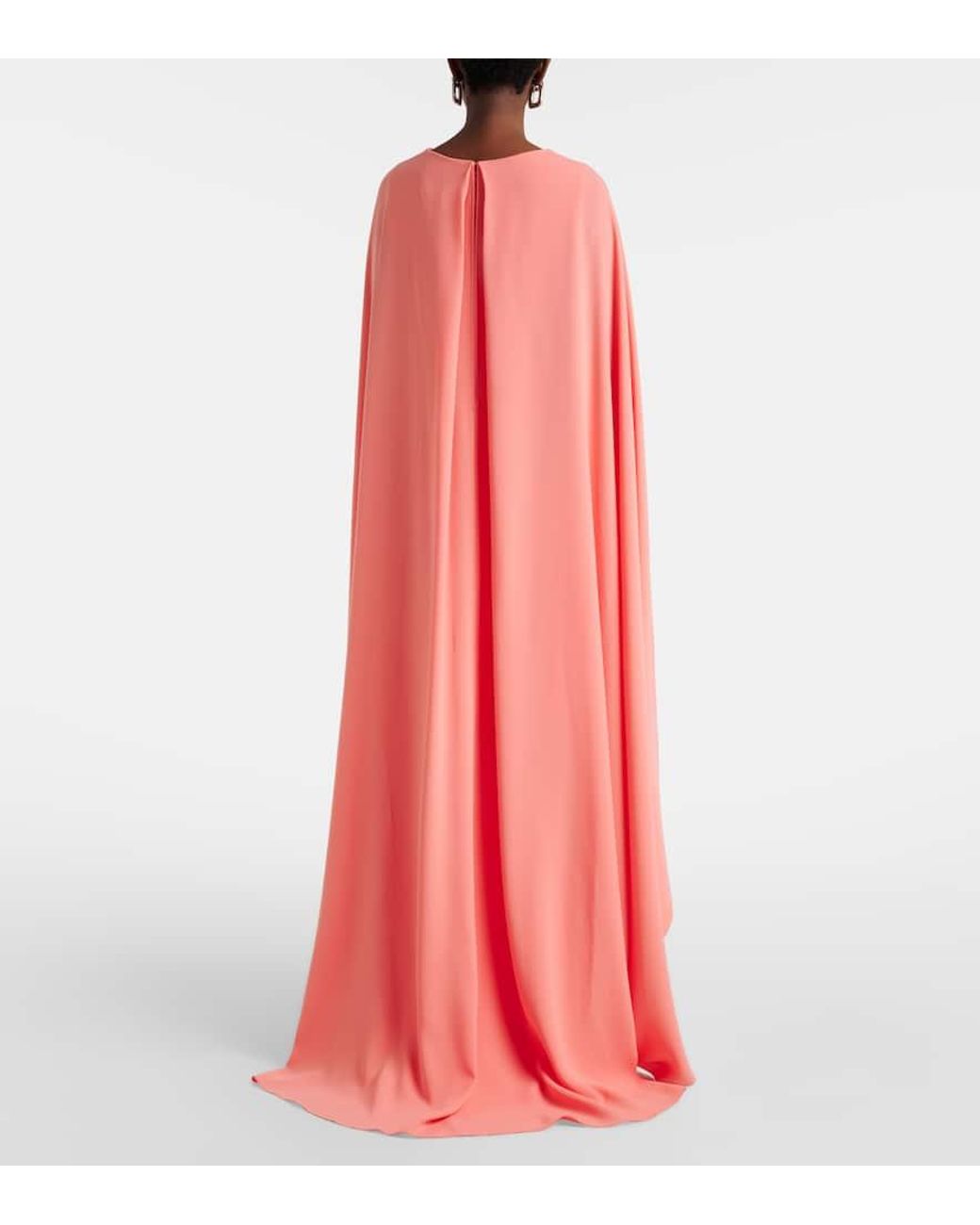 Vestido De Fiesta De Crepe Con Capa Carolina Herrera de color Pink