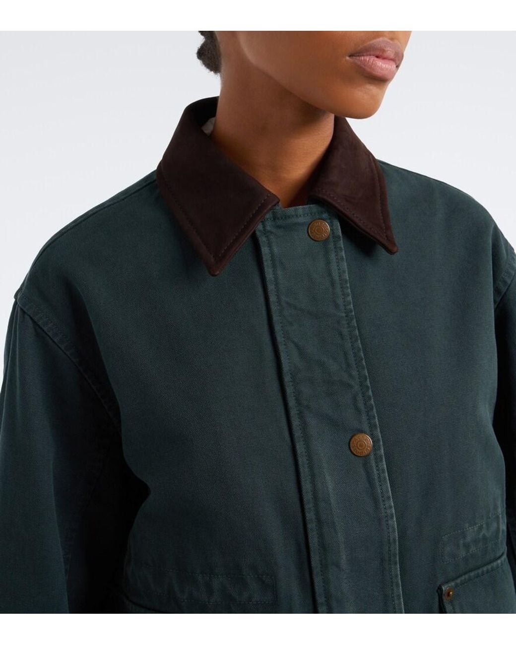 Acne Black Suede-Trimmed Cotton Canvas Jacket