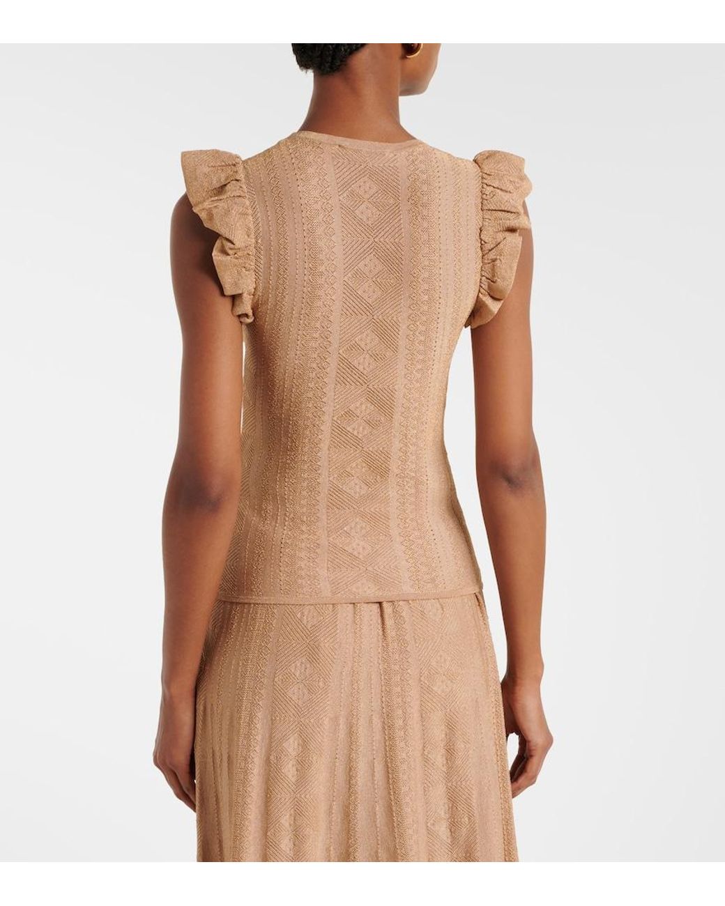 Zimmermann Natural Aster Ruffled Pointelle Lame Top