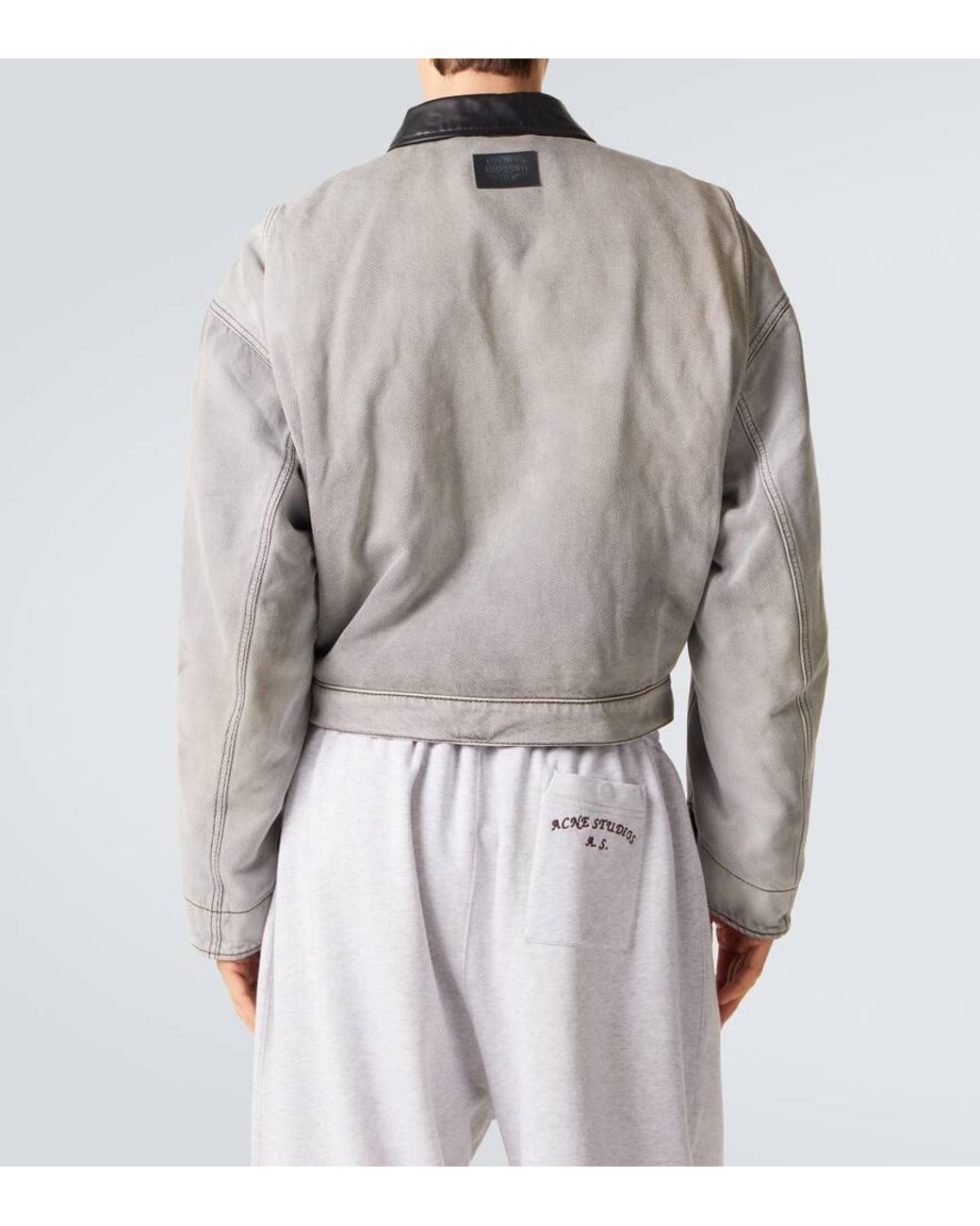 Giacca Di Jeans Con Pelle di Acne in Gray da Uomo