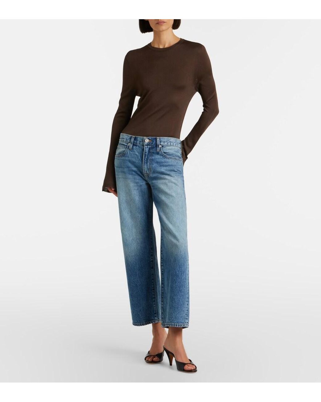 SLVRLAKE Denim Blue Hunter Cropped Straight Jeans