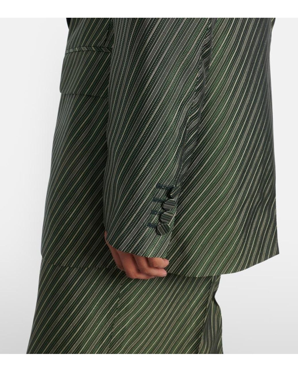 Dries Van Noten Green Striped Blazer
