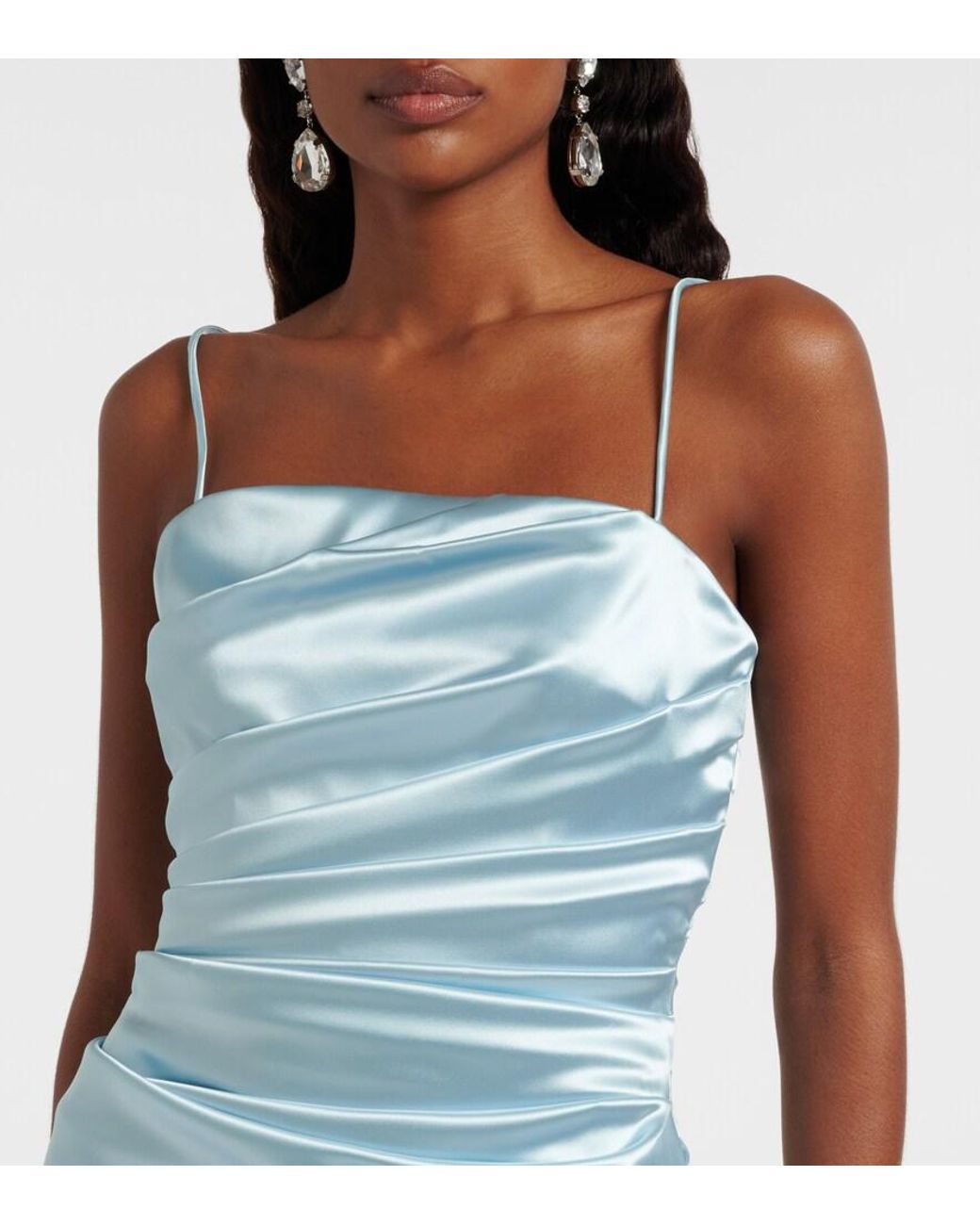 Dolce & Gabbana Blue Ruched Satin Minidress
