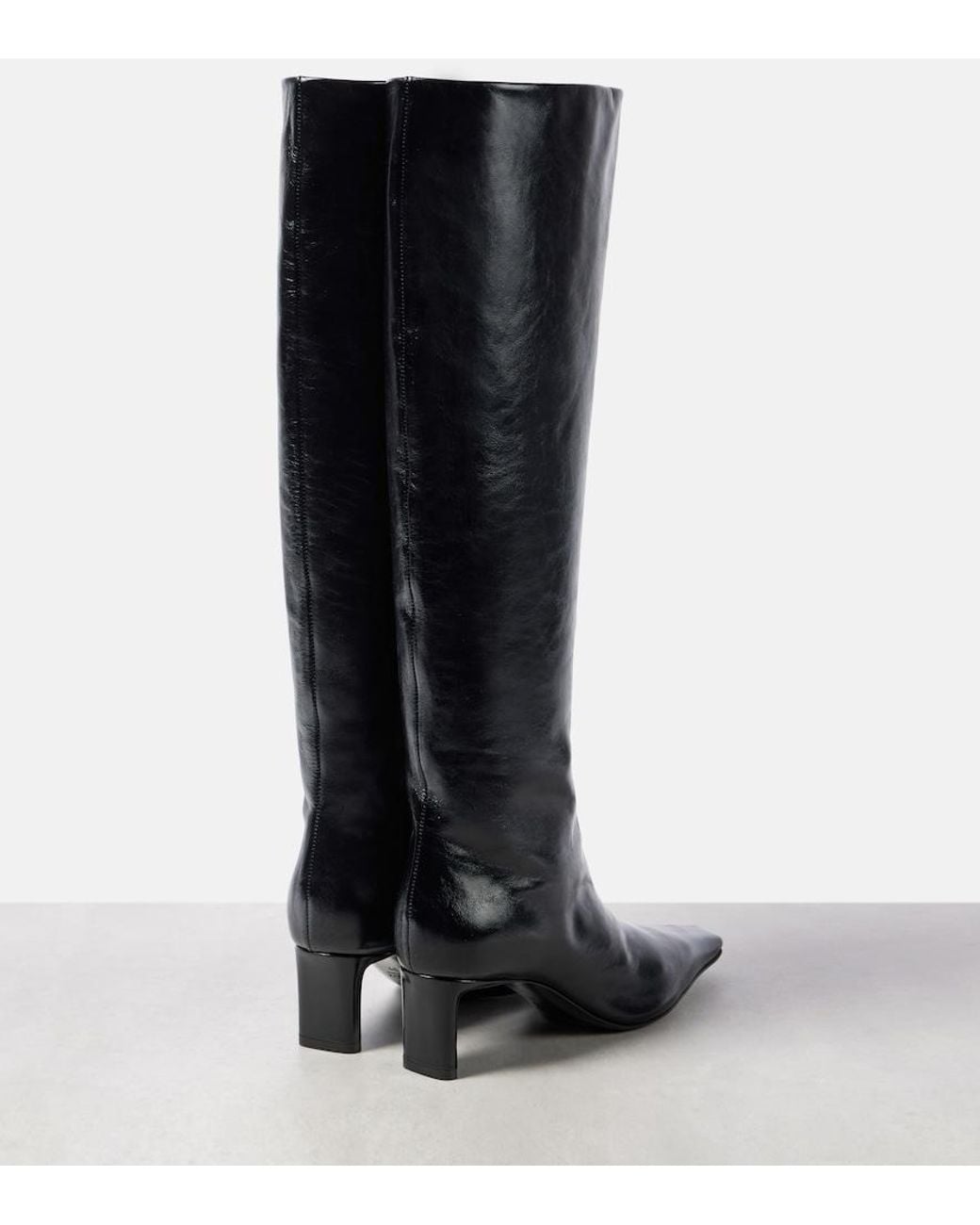 Khaite Black Ona 55 Leather Knee-High Boots