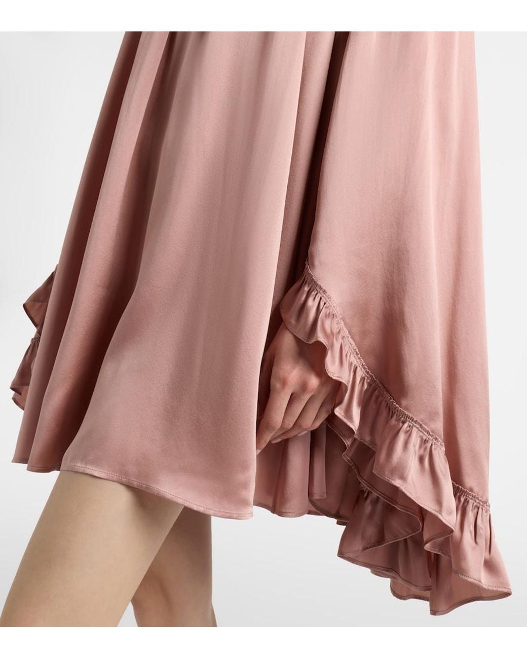 Chloé Pink Ruffled Silk Satin Minidress