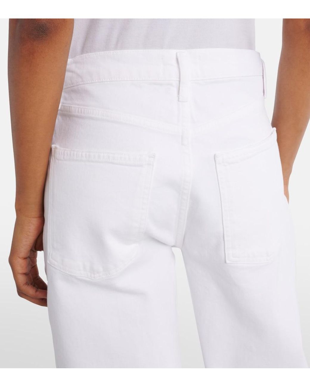 Agolde White Harper Crop Mid-Rise Wide-Leg Jeans