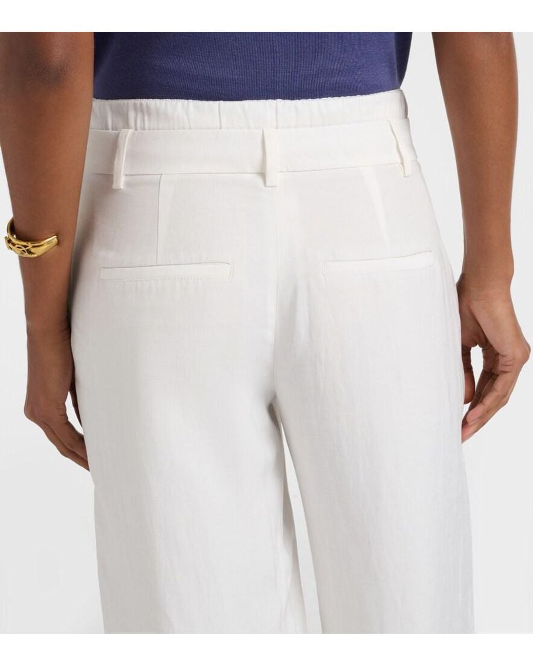 Vince White Mid-Rise Wide-Leg Pants