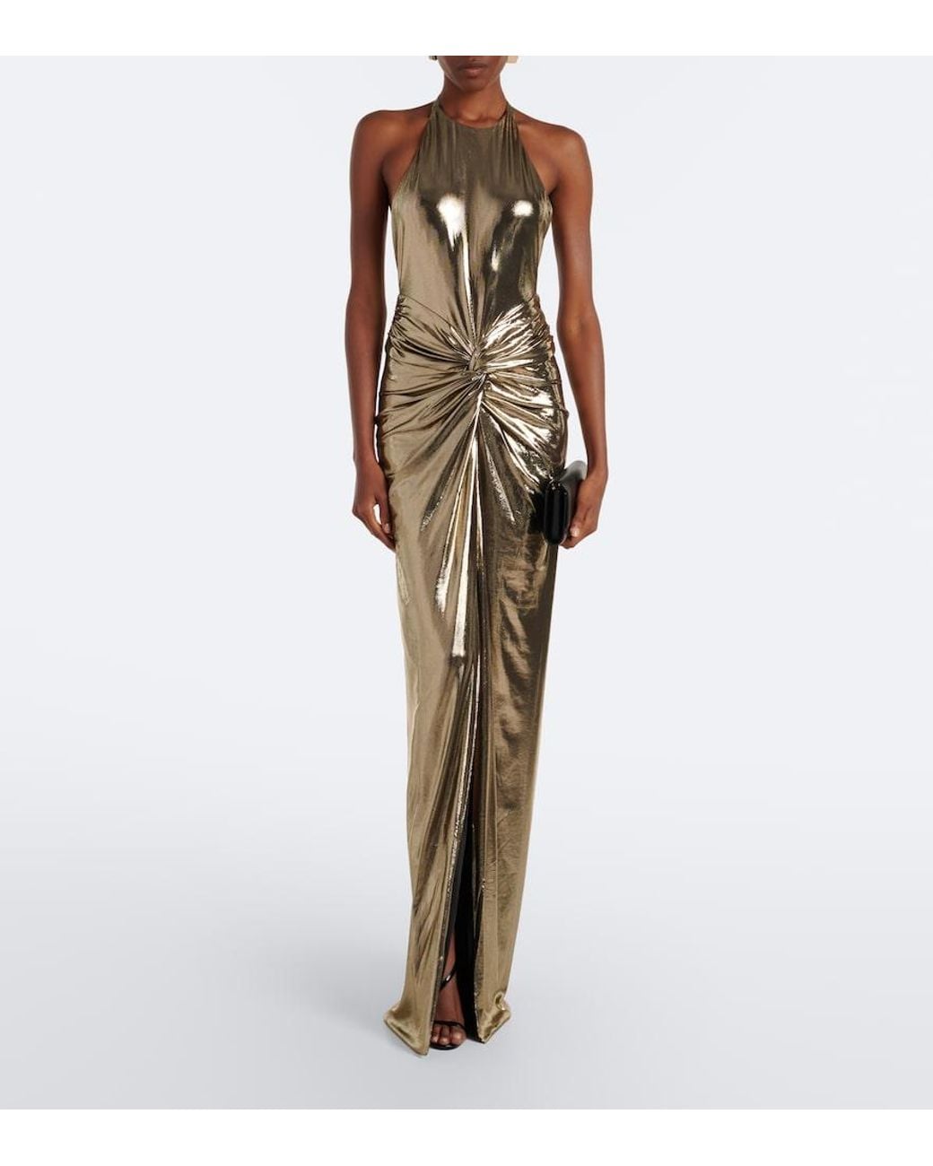 retroféte Metallic Anida Gathered Halterneck Gown