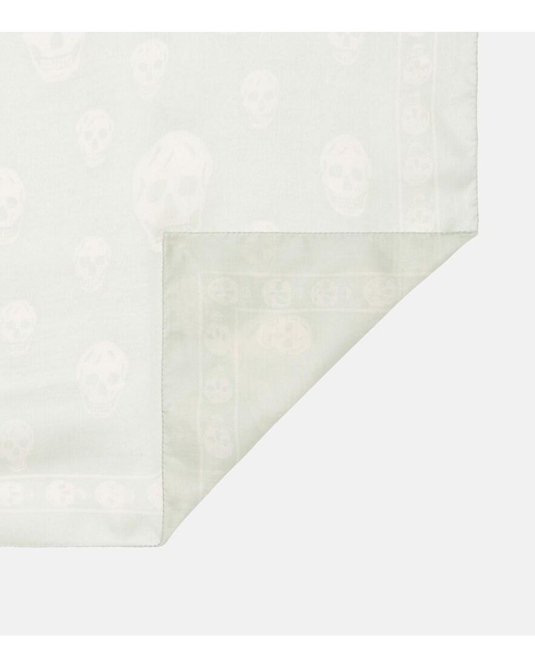 McQueen White Skull Silk Scarf