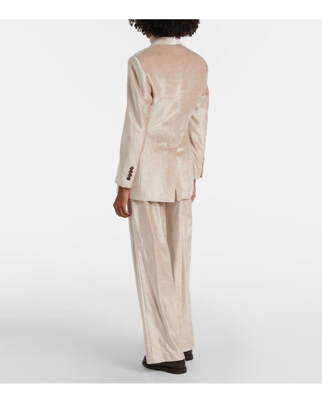 Brunello Cucinelli Natural Cotton-Blend Velvet Blazer