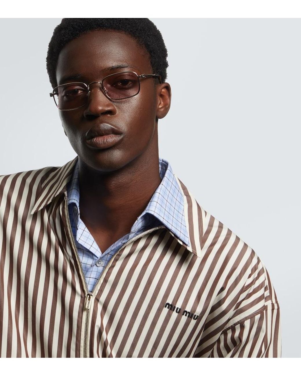 Miu Miu Pink Rectangular Sunglasses for men