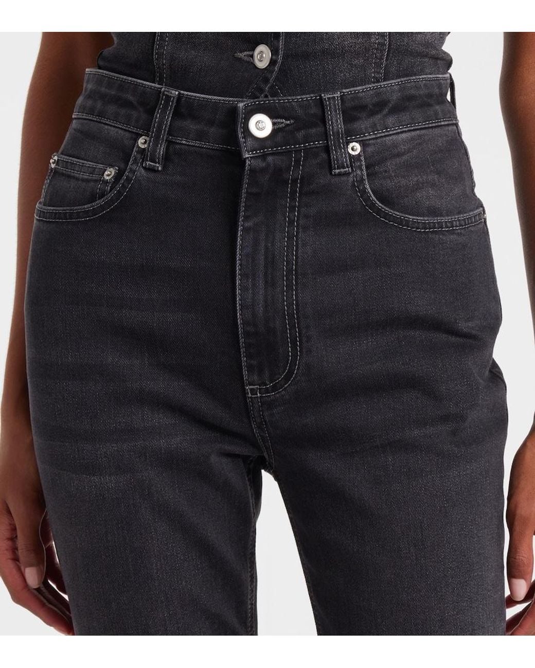 Area Blue Bow-Detail Cropped Straight Jeans
