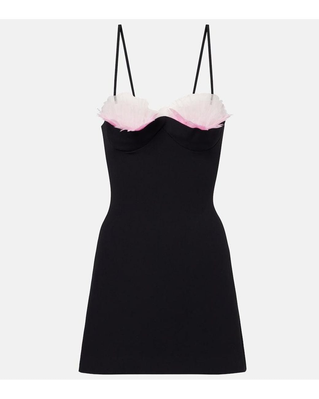 David Koma Black Feather-Trimmed Cady Minidress