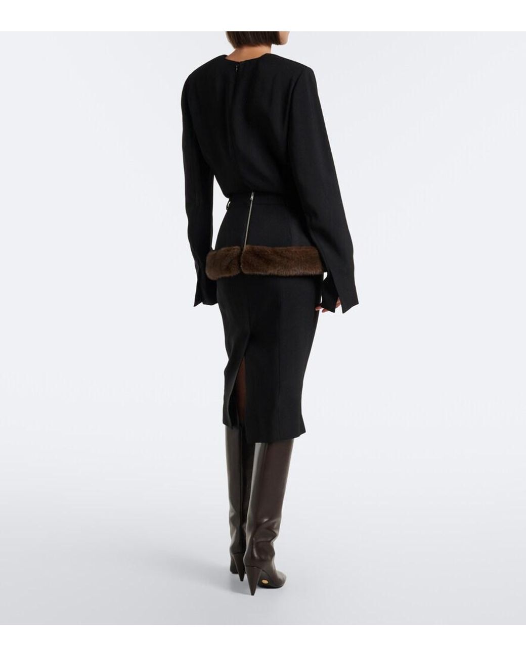 Stella McCartney Black Peplum Midi Dress