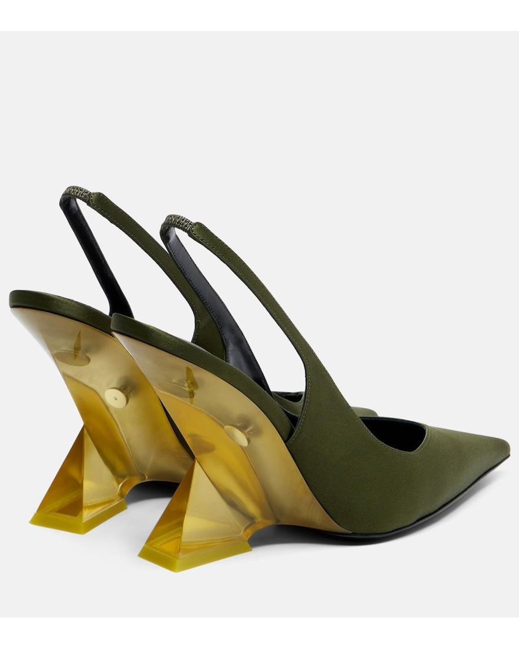 The Attico Green Cheope Satin Slingback Wedges