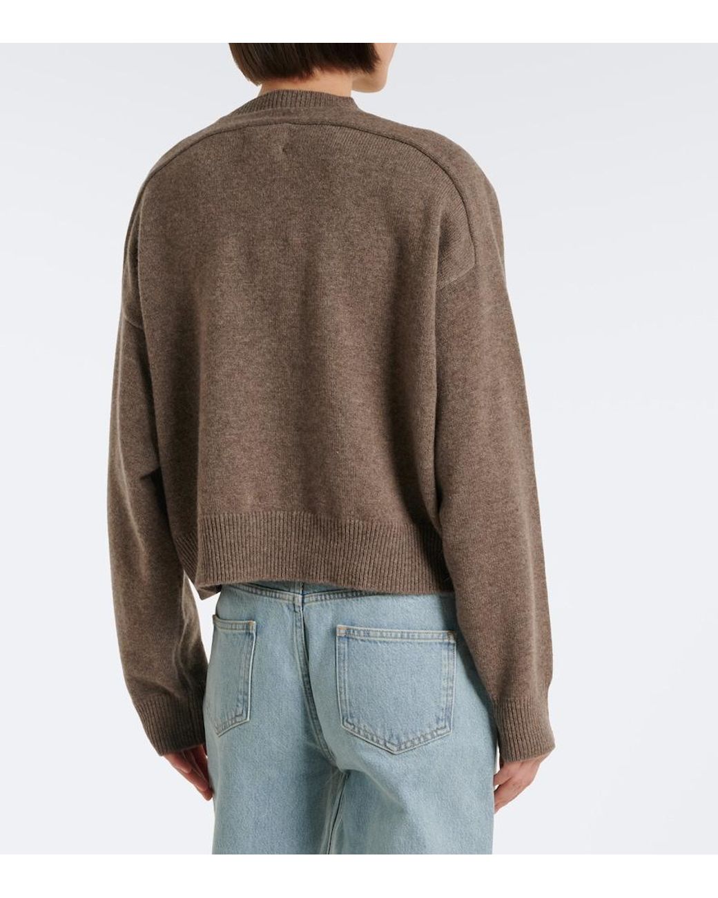 Loulou de Saison Brown Anzor Cropped Cashmere Sweater