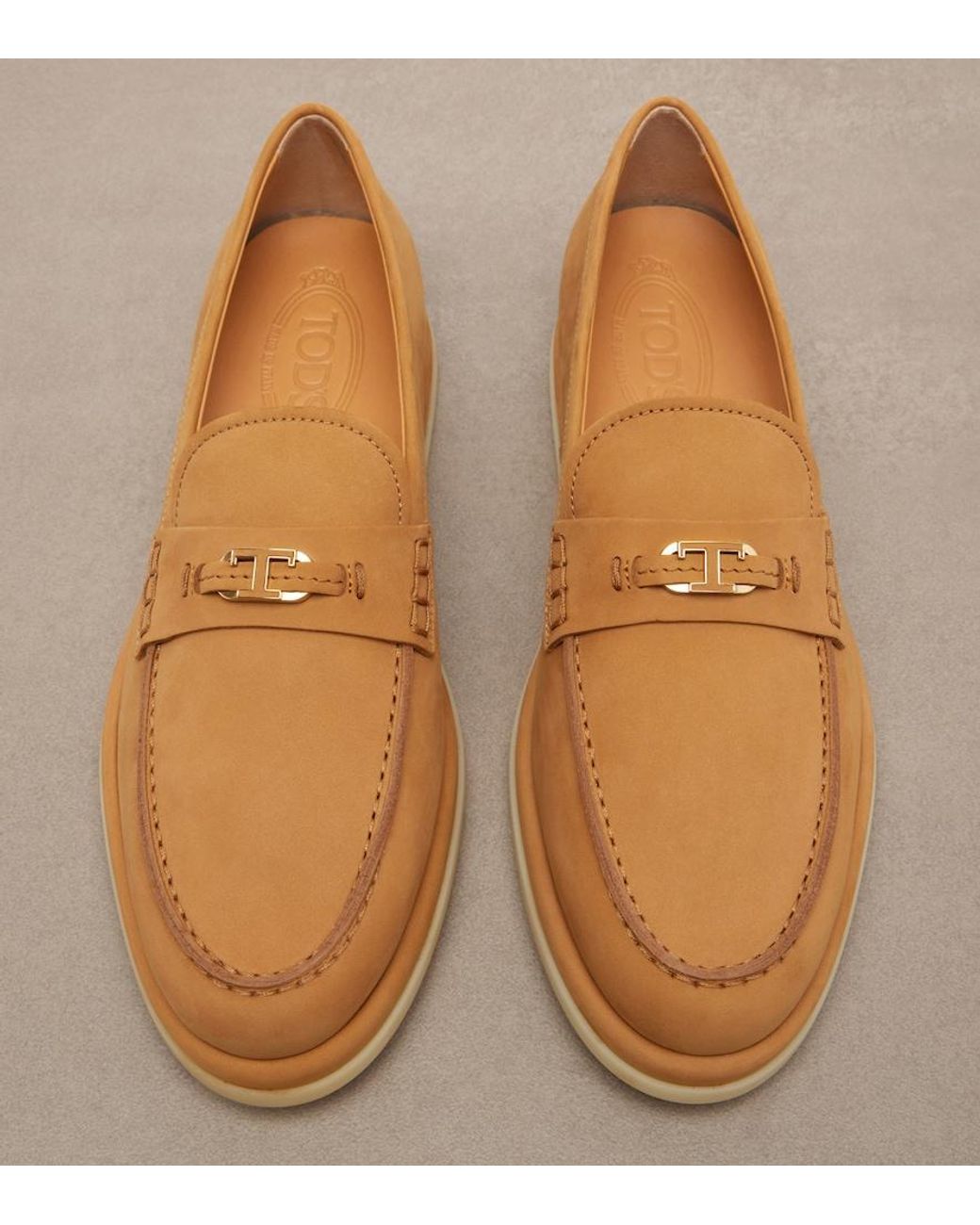 Tod's Brown T Timeless Leather Loafers