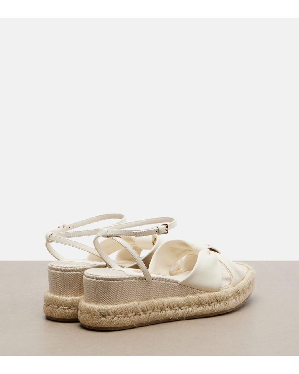 Jimmy Choo Natural Aella Leather Espadrille Wedge Sandals