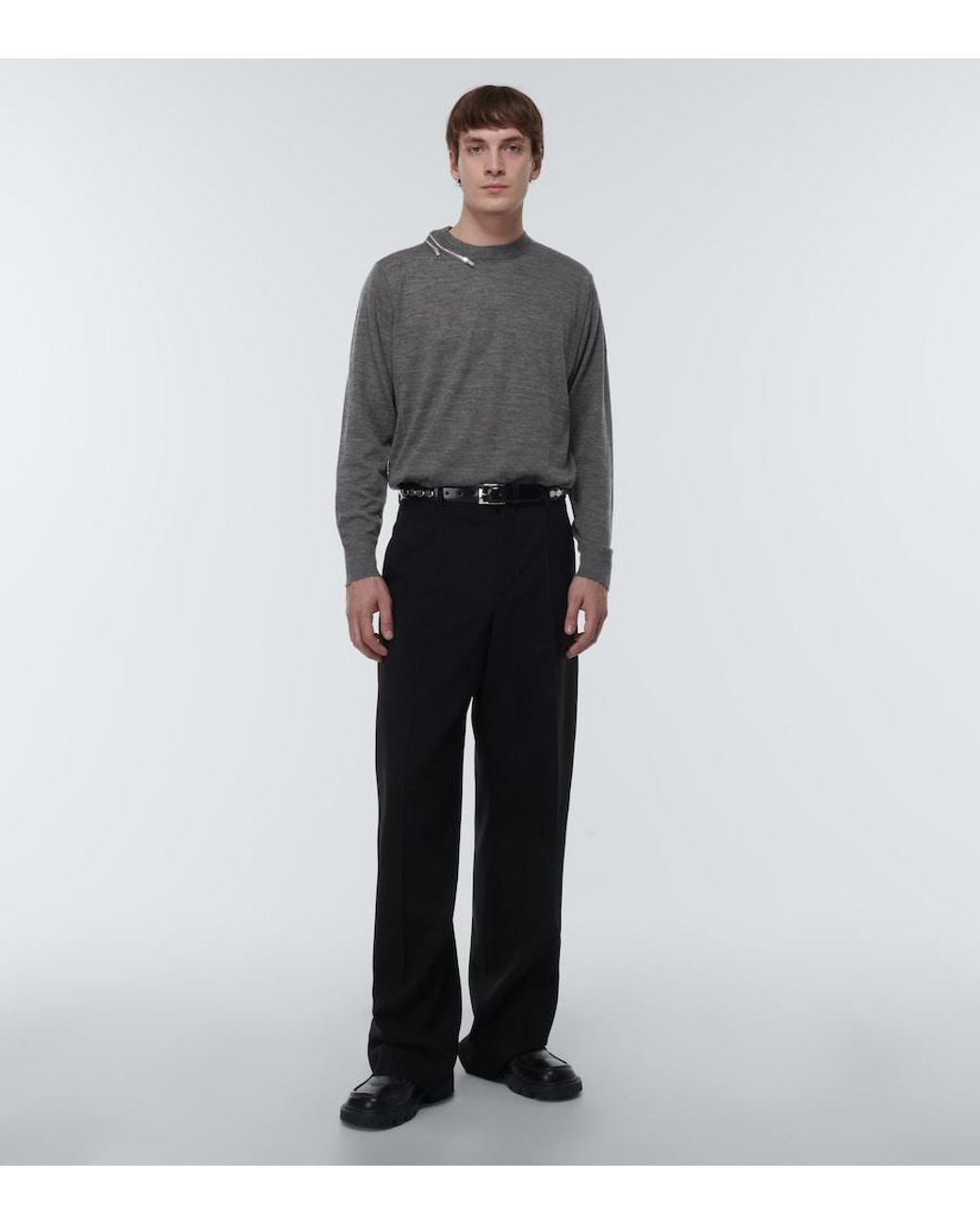 Undercover Gray Embellished Wool Sweater for men