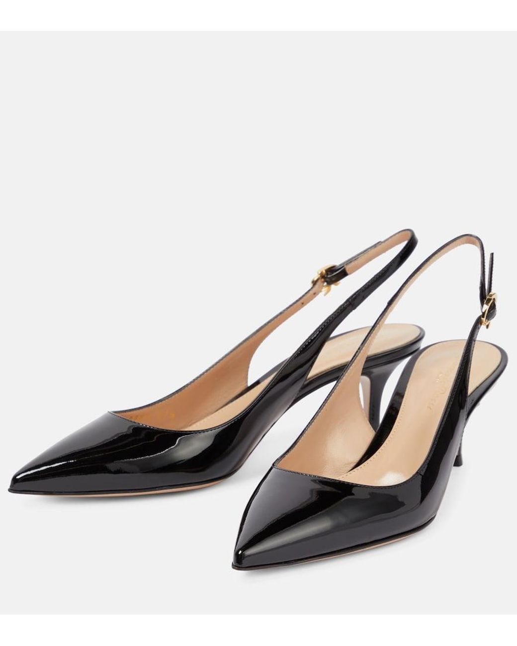 Gianvito Rossi Black Ribbon Sling 55 Leather Slingback Pumps