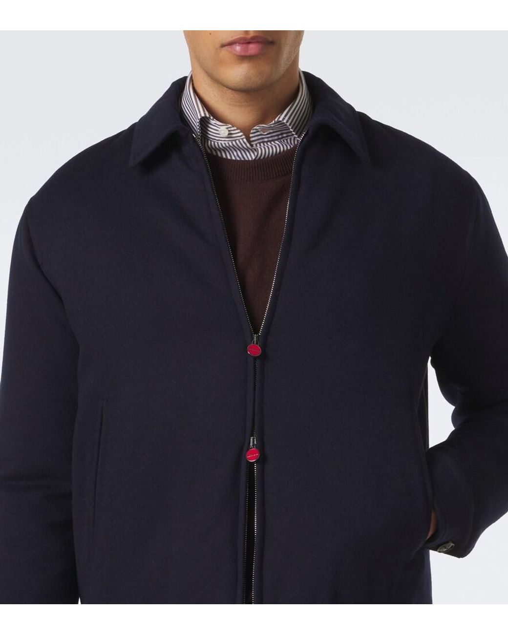 Kiton Blue Wool Bomber Jacket for men