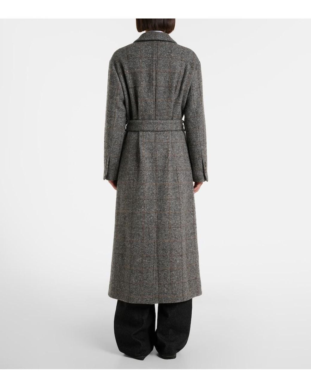 Brunello Cucinelli Gray Double-Breasted Alpaca-Blend Coat